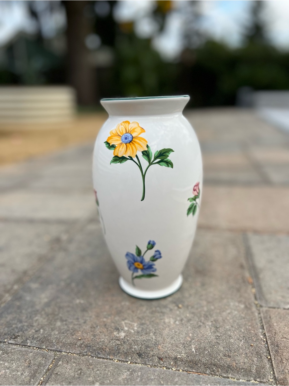 Vintage Tiffany & Co. Floral Porcelain Vase | Made in Portugal | 9” Wildflower